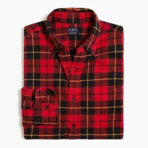 New J. Crew Men's Plaid Slim Fit Flannel Red Black Button Front Shirt Medium NWT